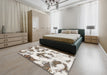 Abstract Ash White Beige Modern Rug in a Bedroom, abs855