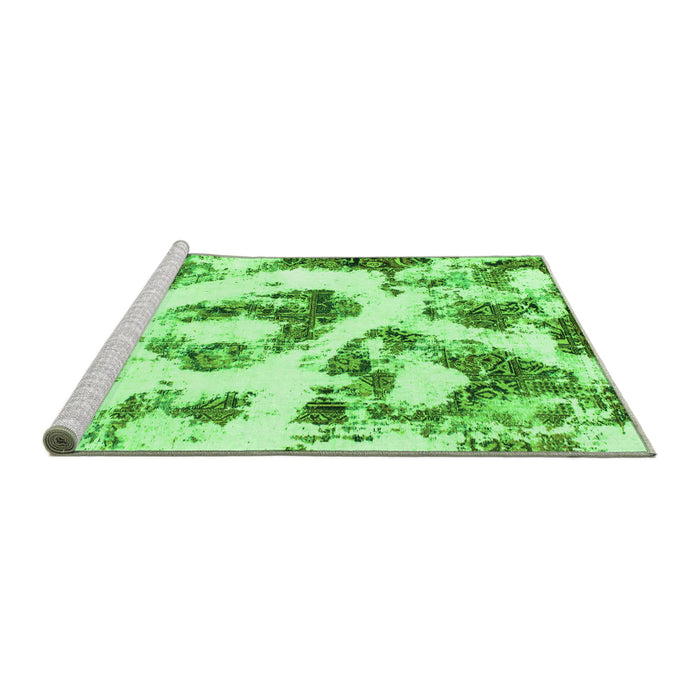 Sideview of Machine Washable Abstract Green Modern Area Rugs, wshabs855grn