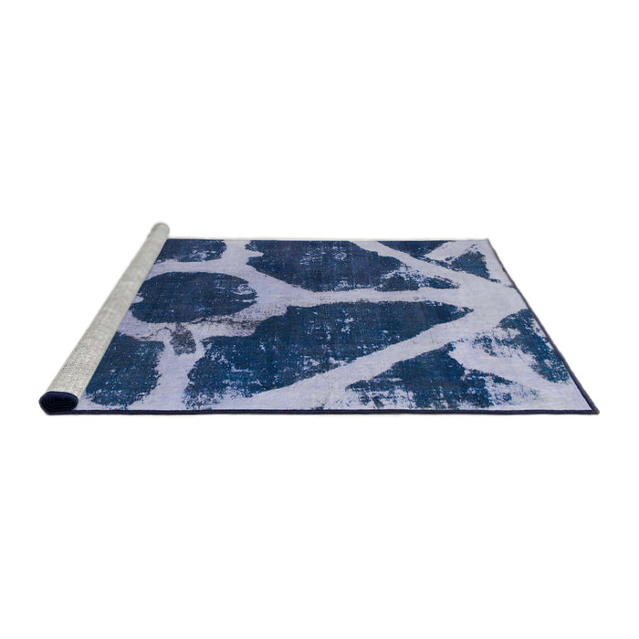 Sideview of Machine Washable Abstract Lapis Blue Rug, wshabs856