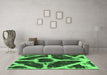 Machine Washable Abstract Emerald Green Modern Area Rugs in a Living Room,, wshabs856emgrn