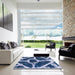 Square Machine Washable Abstract Lapis Blue Rug in a Living Room, wshabs856
