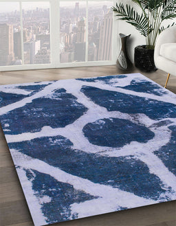 Abstract Blue Modern Rug in Family Room, abs856