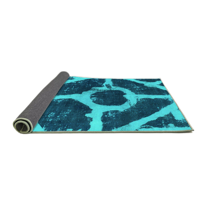 Sideview of Abstract Turquoise Modern Rug, abs856turq