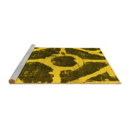 Sideview of Machine Washable Abstract Yellow Modern Rug, wshabs856yw