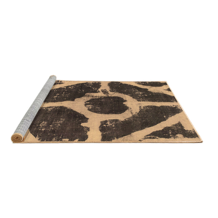 Sideview of Machine Washable Abstract Brown Modern Rug, wshabs856brn