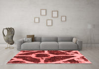 Machine Washable Abstract Red Modern Rug, wshabs856red