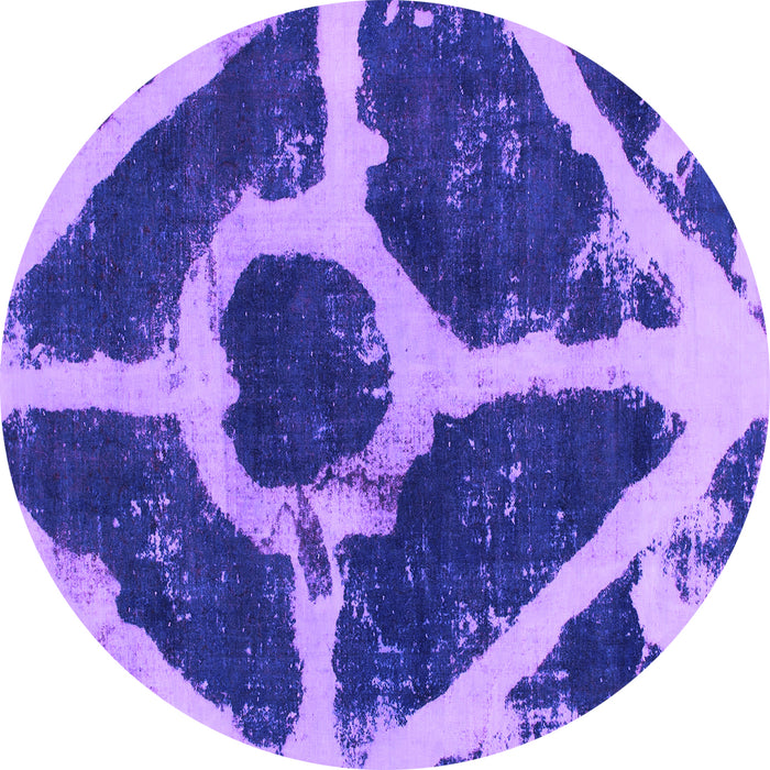 Round Machine Washable Abstract Purple Modern Area Rugs, wshabs856pur