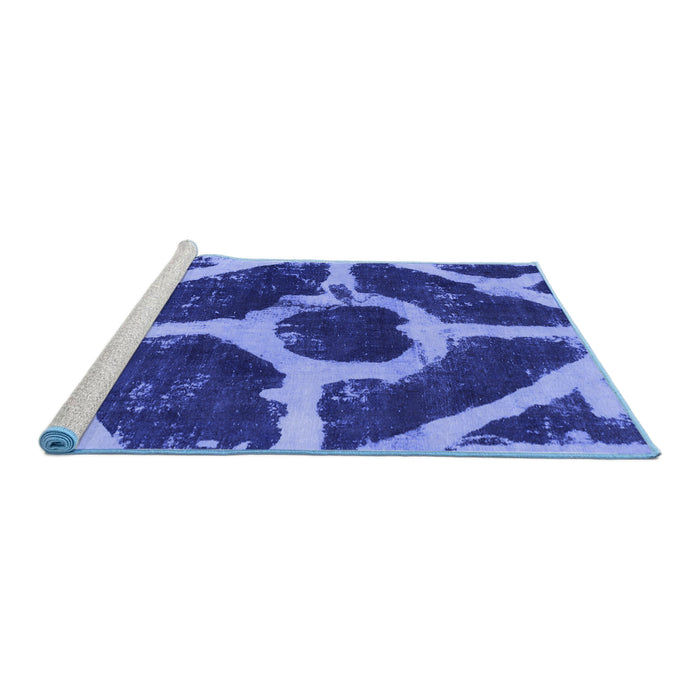 Sideview of Machine Washable Abstract Blue Modern Rug, wshabs856blu