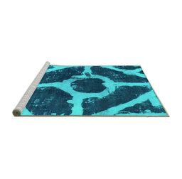 Sideview of Machine Washable Abstract Turquoise Modern Area Rugs, wshabs856turq