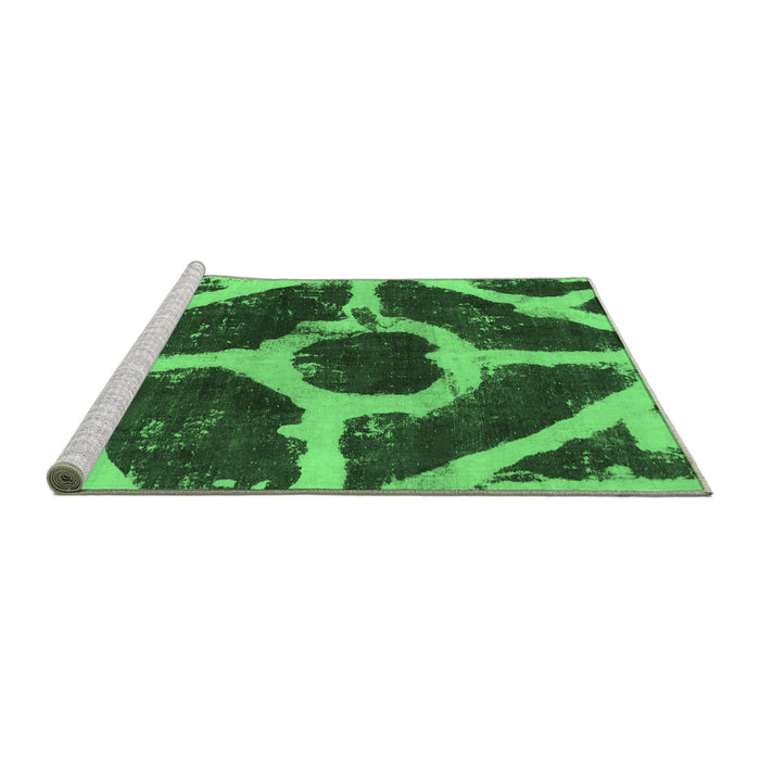 Sideview of Machine Washable Abstract Emerald Green Modern Area Rugs, wshabs856emgrn