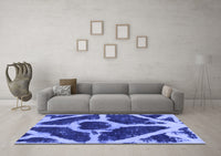 Machine Washable Abstract Blue Modern Rug, wshabs856blu