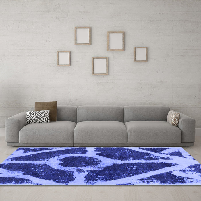 Machine Washable Abstract Blue Modern Rug in a Living Room, wshabs856blu