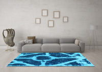 Machine Washable Abstract Light Blue Modern Rug, wshabs856lblu