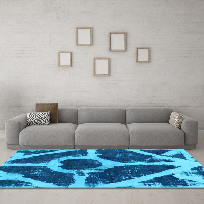 Machine Washable Abstract Light Blue Modern Rug in a Living Room, wshabs856lblu