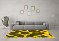 Machine Washable Abstract Yellow Modern Rug, wshabs856yw