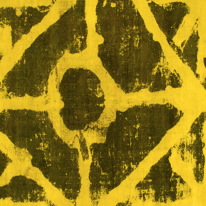 Square Machine Washable Abstract Yellow Modern Rug, wshabs856yw