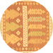 Round Machine Washable Southwestern Brown Country Rug, wshabs857brn