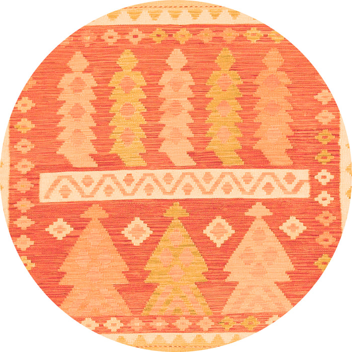 Round Machine Washable Southwestern Orange Country Area Rugs, wshabs857org