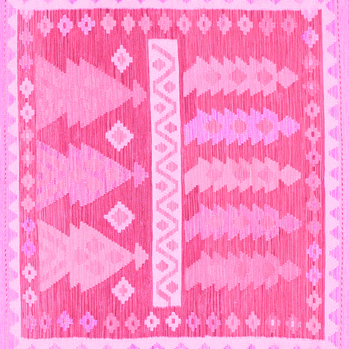 Square Machine Washable Southwestern Pink Country Rug, wshabs857pnk