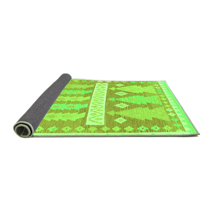 Sideview of Southwestern Green Country Rug, abs857grn