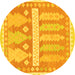 Round Southwestern Yellow Country Rug, abs857yw