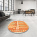 Round Machine Washable Abstract Chrome Gold Yellow Rug in a Office, wshabs857