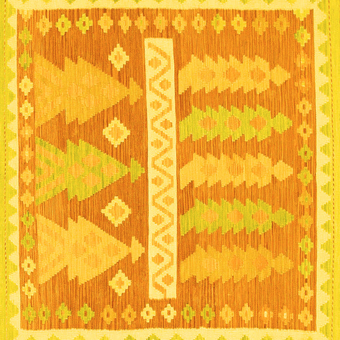 Square Machine Washable Southwestern Yellow Country Rug, wshabs857yw