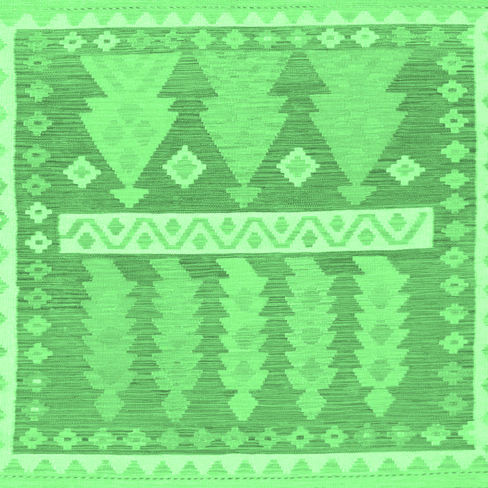 Square Machine Washable Southwestern Emerald Green Country Area Rugs, wshabs857emgrn