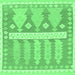 Square Machine Washable Southwestern Emerald Green Country Area Rugs, wshabs857emgrn