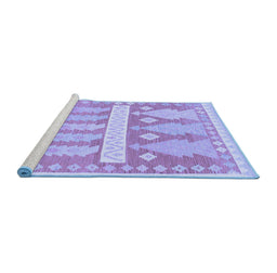Sideview of Machine Washable Southwestern Blue Country Rug, wshabs857blu