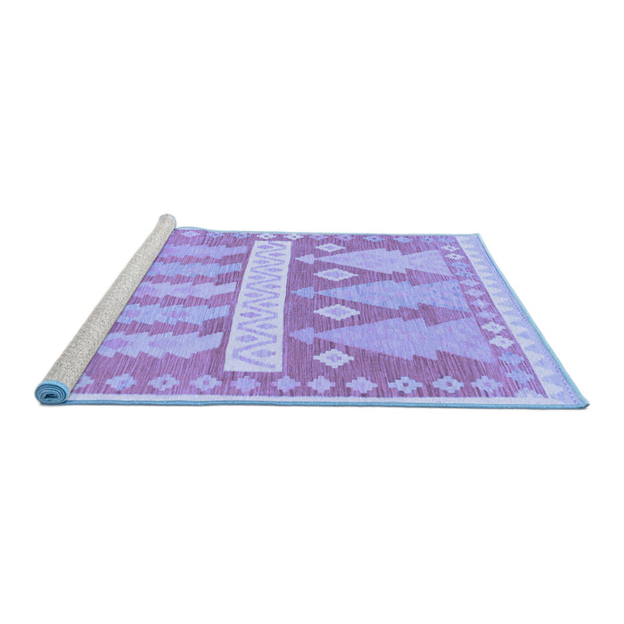 Sideview of Machine Washable Southwestern Blue Country Rug, wshabs857blu