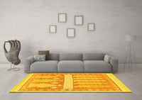 Machine Washable Southwestern Yellow Country Rug, wshabs857yw