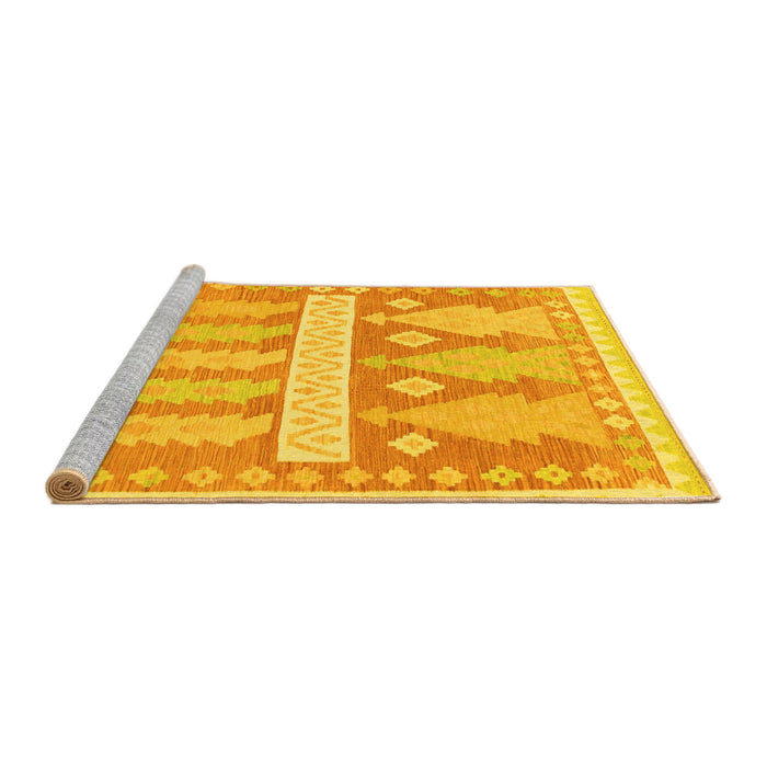 Sideview of Machine Washable Southwestern Yellow Country Rug, wshabs857yw
