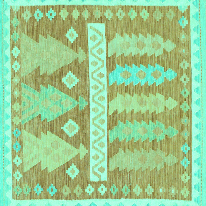 Square Machine Washable Southwestern Turquoise Country Area Rugs, wshabs857turq