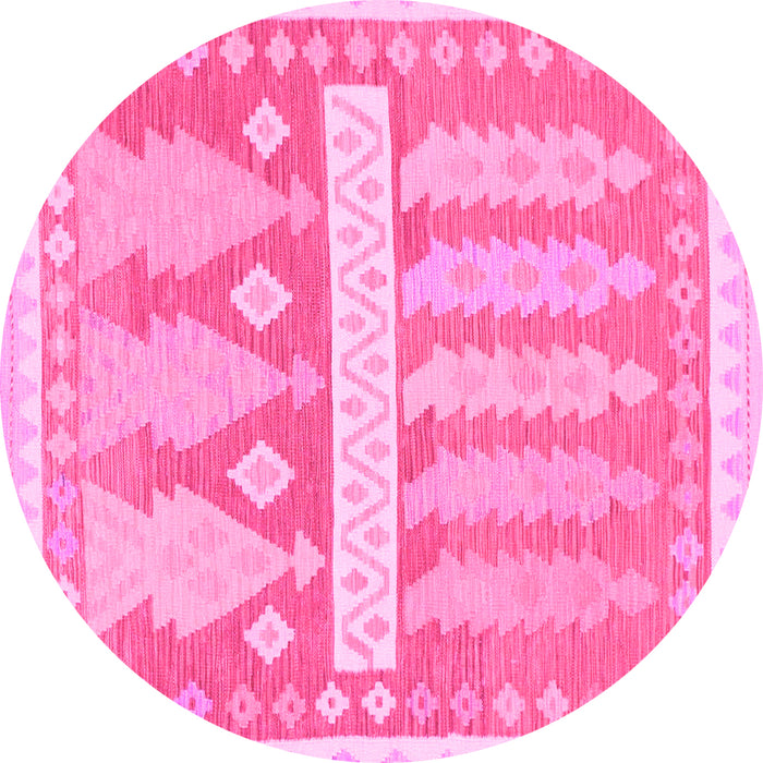 Round Southwestern Pink Country Rug, abs857pnk