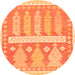 Round Southwestern Orange Country Rug, abs857org