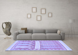 Machine Washable Southwestern Blue Country Rug in a Living Room, wshabs857blu