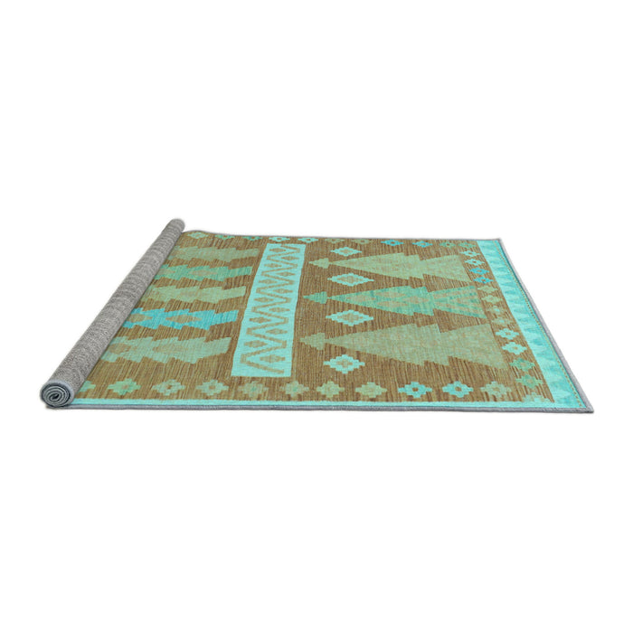 Sideview of Machine Washable Southwestern Light Blue Country Rug, wshabs857lblu