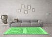 Machine Washable Southwestern Emerald Green Country Area Rugs in a Living Room,, wshabs857emgrn