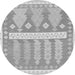 Round Southwestern Gray Country Rug, abs857gry