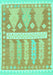 Machine Washable Southwestern Turquoise Country Area Rugs, wshabs857turq