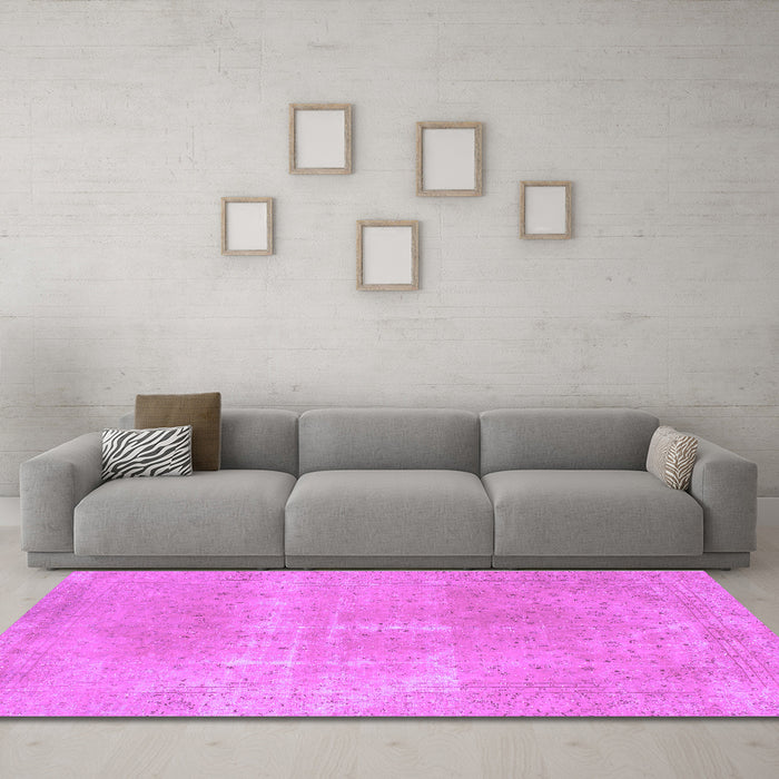 Machine Washable Abstract Purple Modern Area Rugs in a Living Room, wshabs858pur