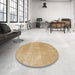 Round Machine Washable Abstract Gold Rug in a Office, wshabs858