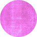 Round Machine Washable Abstract Purple Modern Area Rugs, wshabs858pur