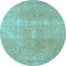 Round Machine Washable Abstract Light Blue Modern Rug, wshabs858lblu