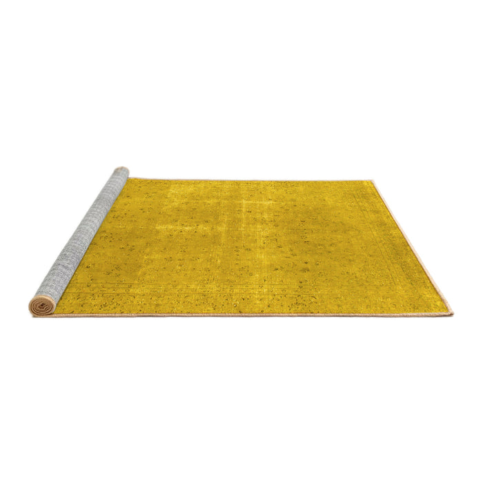 Sideview of Machine Washable Abstract Yellow Modern Rug, wshabs858yw