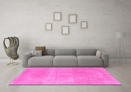 Machine Washable Abstract Pink Modern Rug in a Living Room, wshabs858pnk