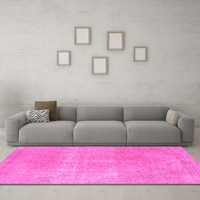 Machine Washable Abstract Pink Modern Rug in a Living Room, wshabs858pnk