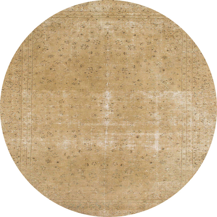 Round Machine Washable Abstract Gold Rug, wshabs858
