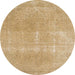 Round Machine Washable Abstract Gold Rug, wshabs858